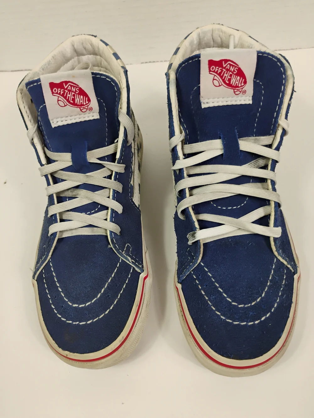 Vans Kids Blue and White Checkerboard Sk8-Hi High-Top Sneakers